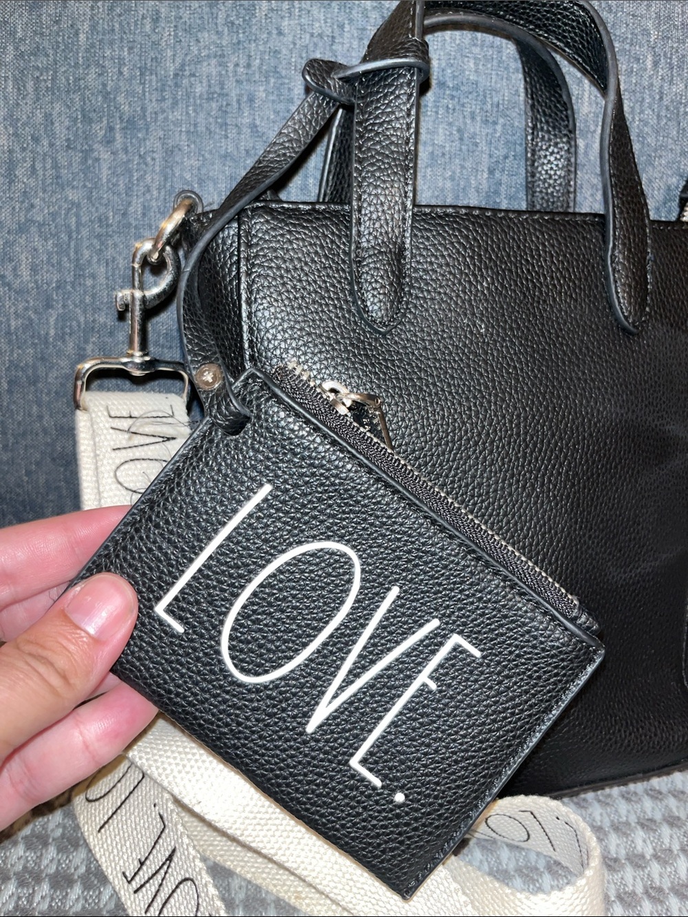 Rae Dunn Mini Tote Crossbody Bag with removable shoulder Strap and wallet - Picture 2 of 3
